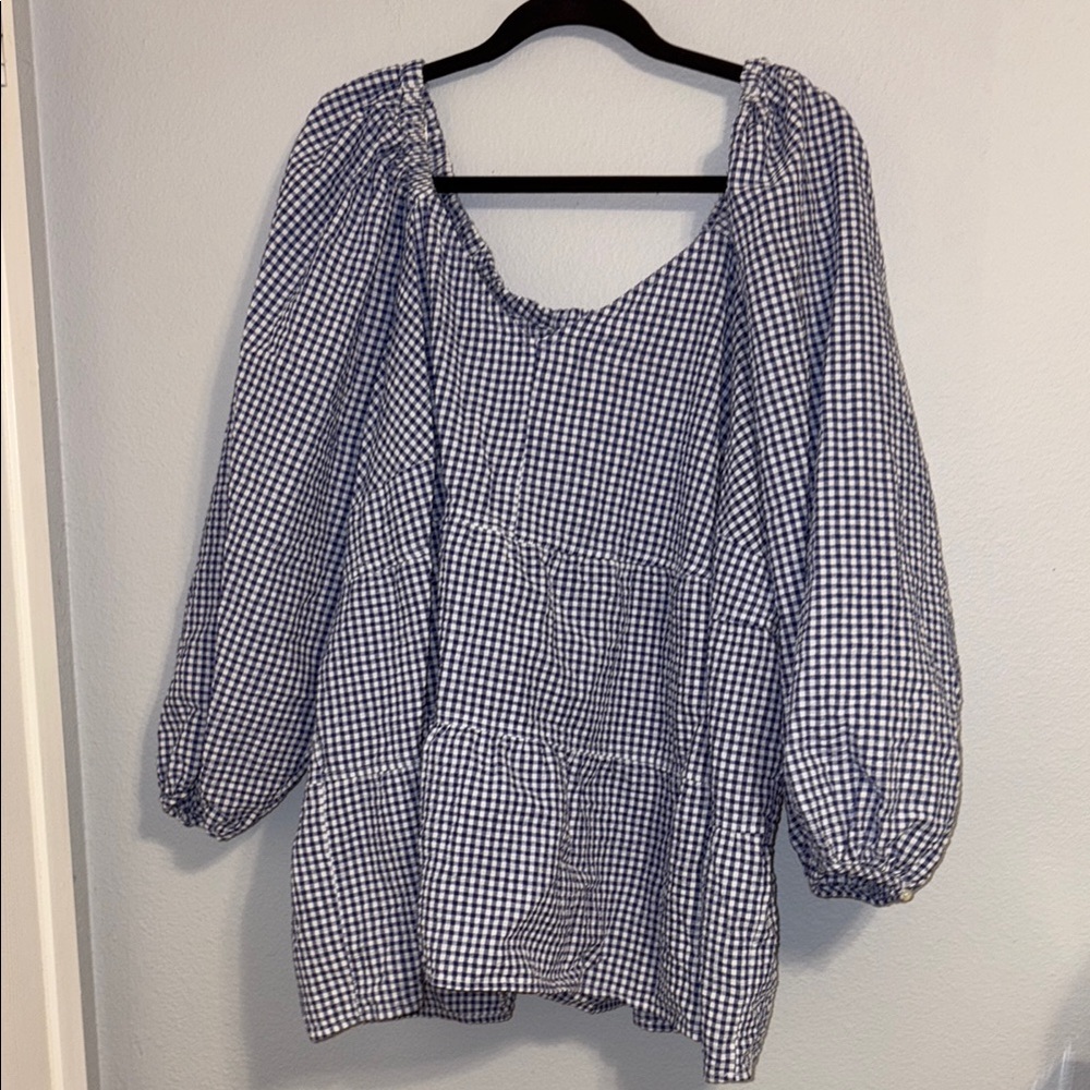 Old Navy Navy Gingham Blouse